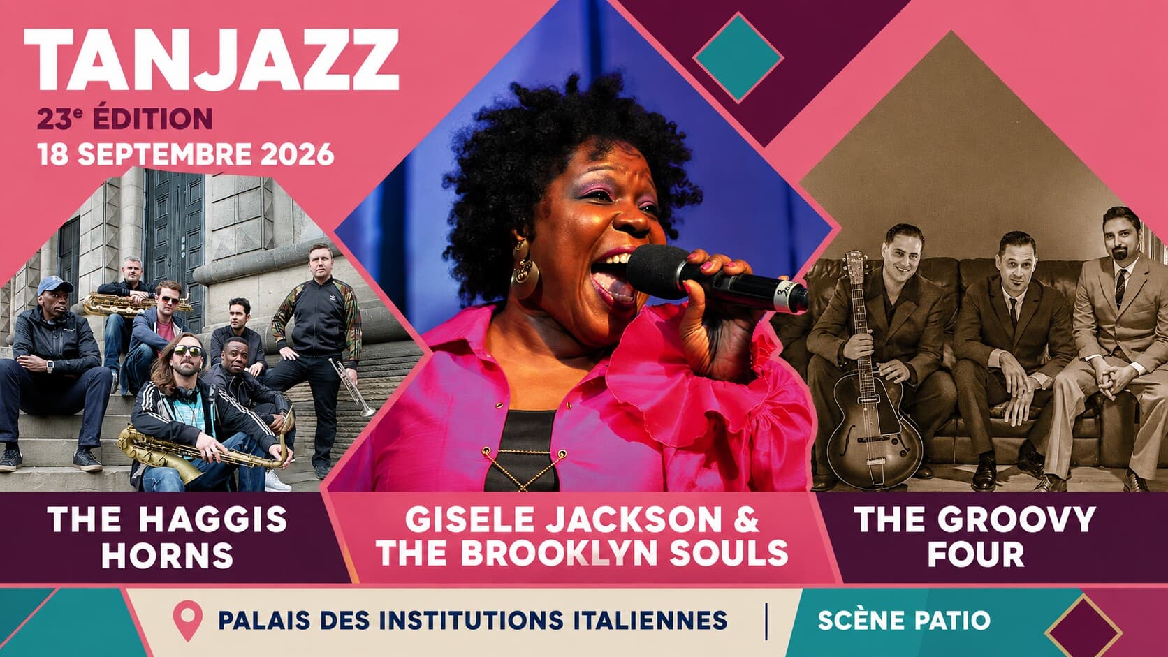 Festival Tanjazz: The Haggis Horns – Gisele Jackson & The Brooklyn Souls – The Groovy Four