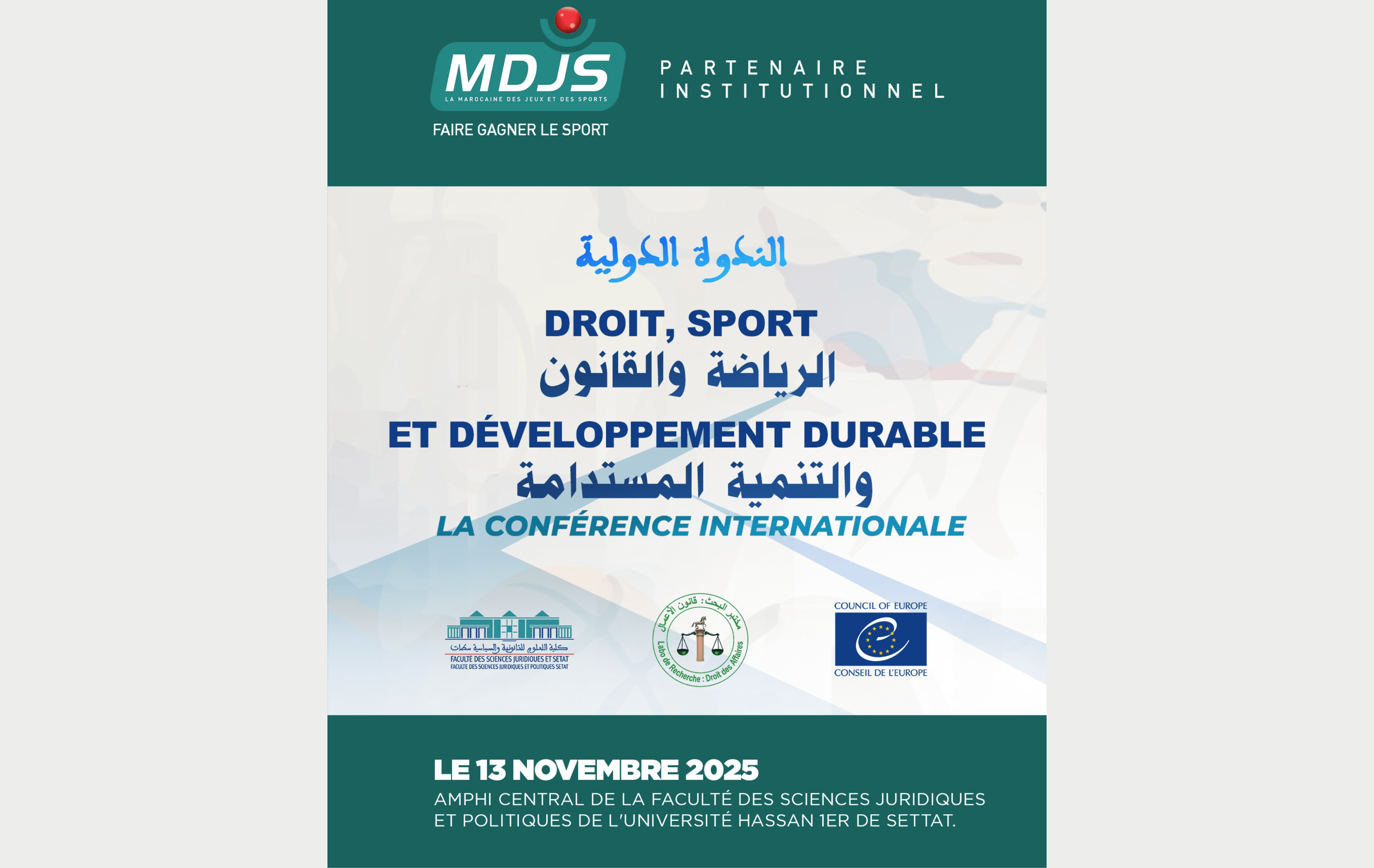La MDJS, partenaire de la conférence internationale « Droit, Sport et Développement Durable »